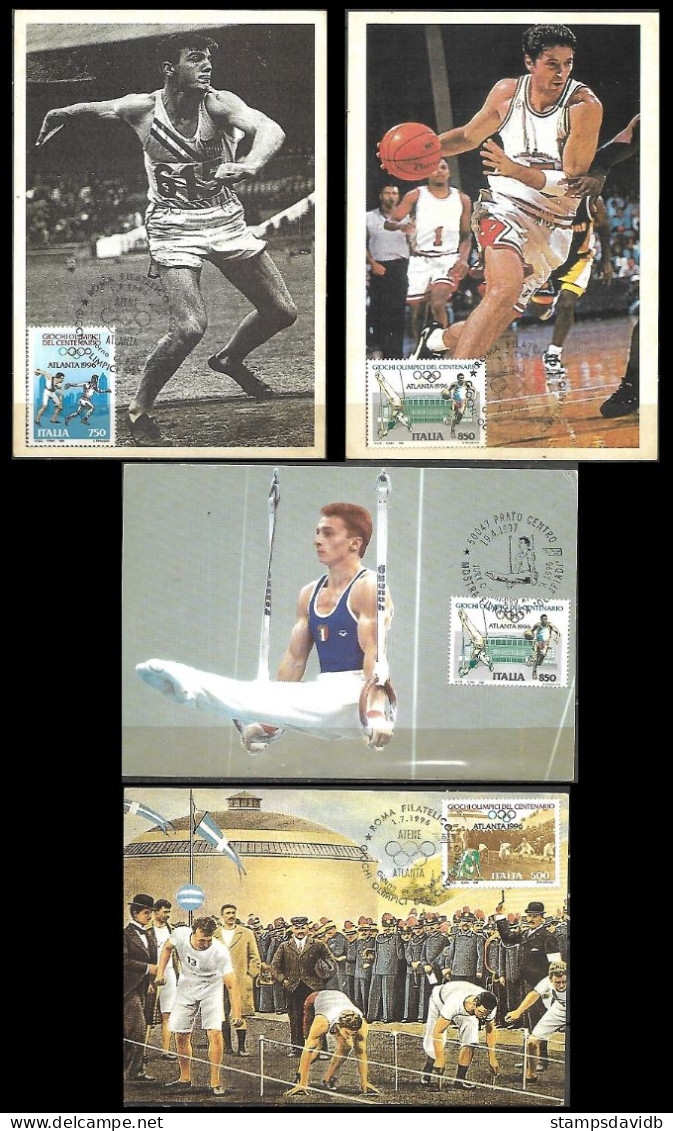 1996 Italy Mi.2445-2448 FDC Maximum Card 100 Years Of The Olympic Games In Atlanta - Sommer 1996: Atlanta