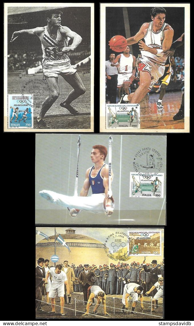 1996 Italy Mi.2445-2448 FDC Maximum Card 100 Years Of The Olympic Games In Atlanta - Estate 1996: Atlanta