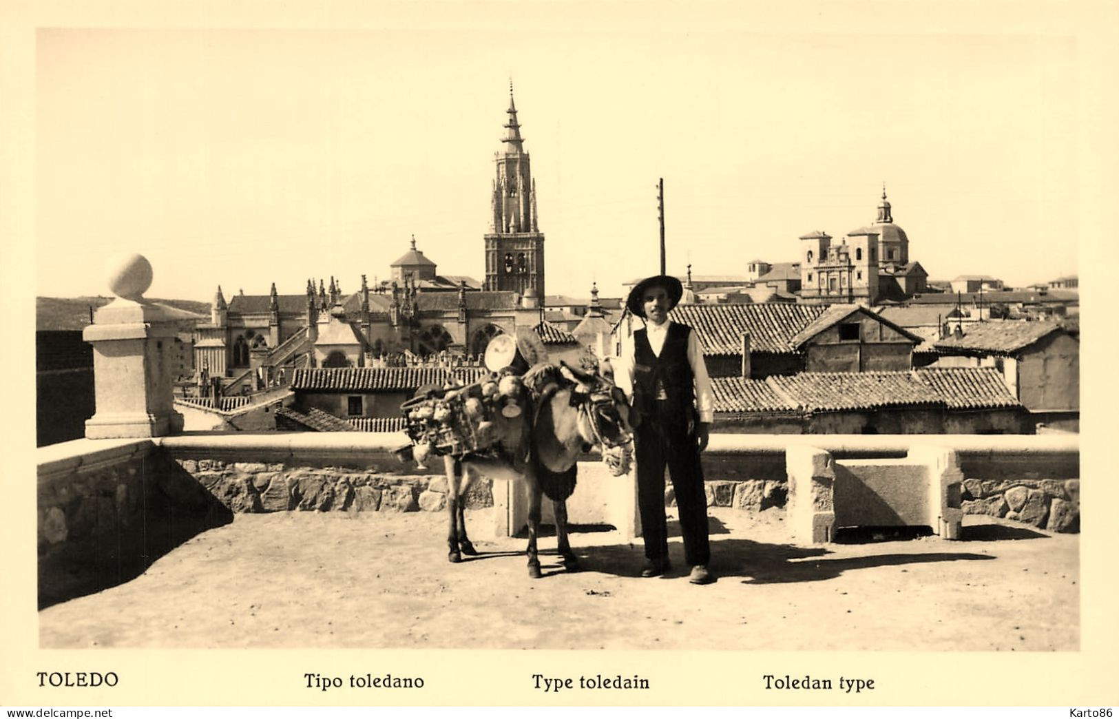 Toledo * Carte Photo * Tipo Toledano * Marchand âne Donkey * Tolède Espana - Toledo