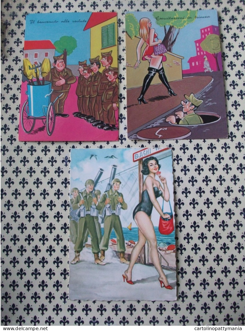 LOTTO 3 CARTOLINE - POSTCARD - DA COLLEZIONE - HUMOR MILITARE UMORISTICHE PIN UP SOLDATI - Humoristiques