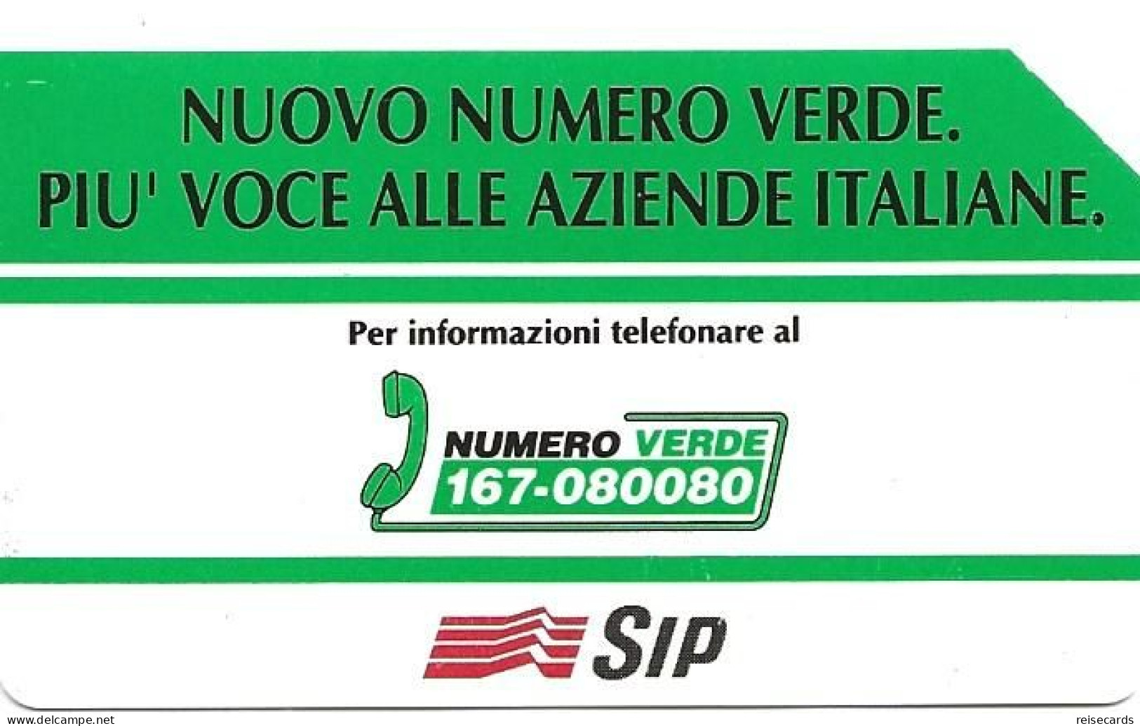 Italy: Telecom Italia SIP - Nuovo Numero Verde - Públicas  Publicitarias