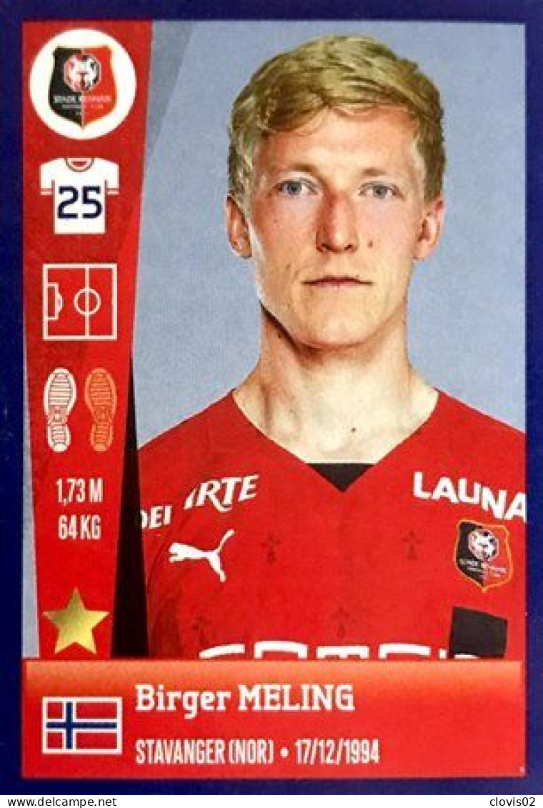 377 Birger Meling - Stade Rennais FC - Panini France Foot 2022-2023 Sticker Vignette - Edition Française