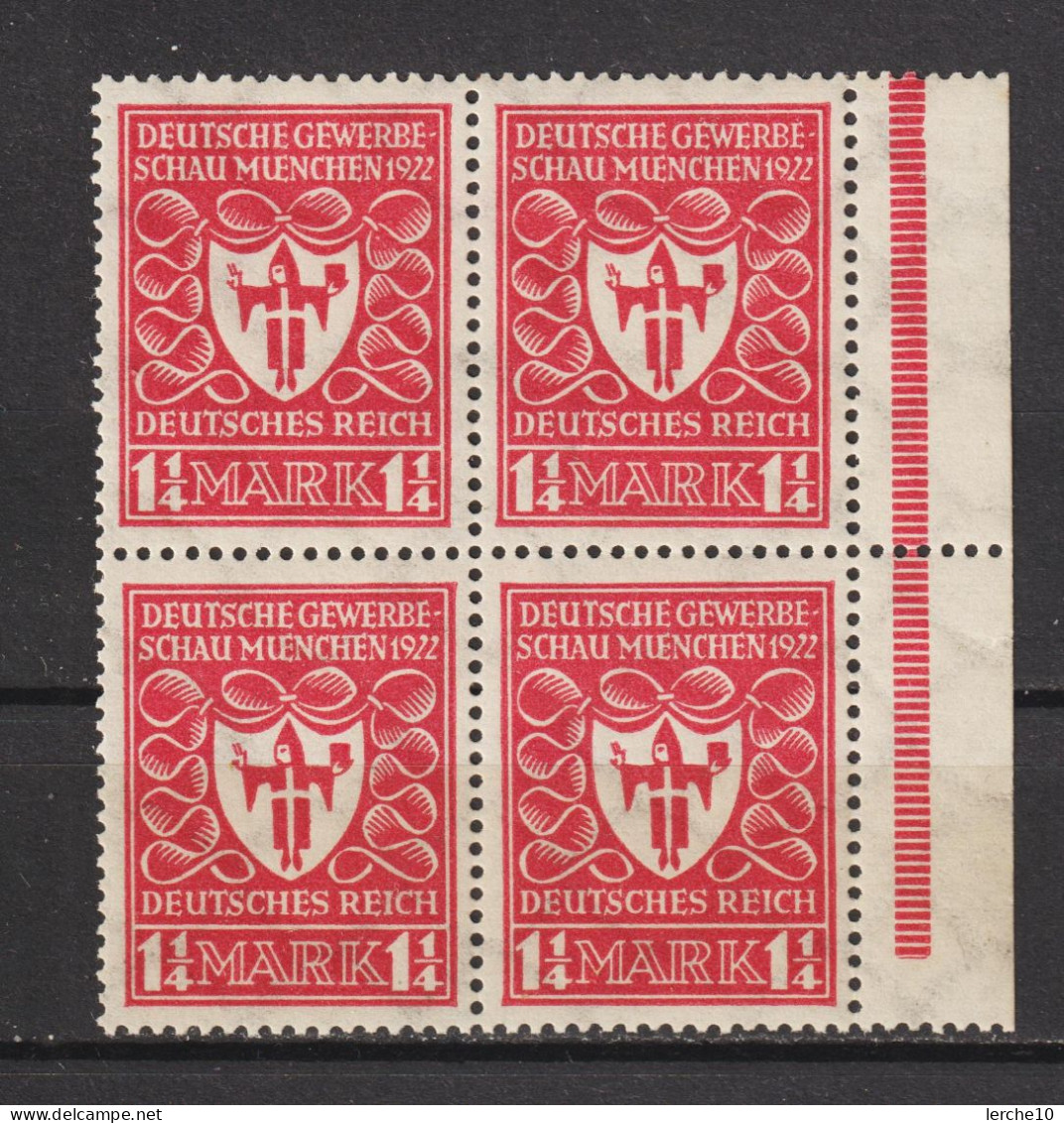 MiNr. 199 D ** Viererblock Geprüft (0389) - Unused Stamps