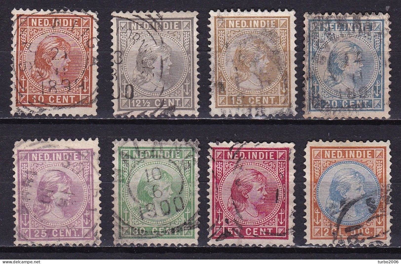 Ned. Indië 1892-97 Prinses Wilhelmina Complete Gestempelde Serie NVPH 23 / 30 - Netherlands Indies