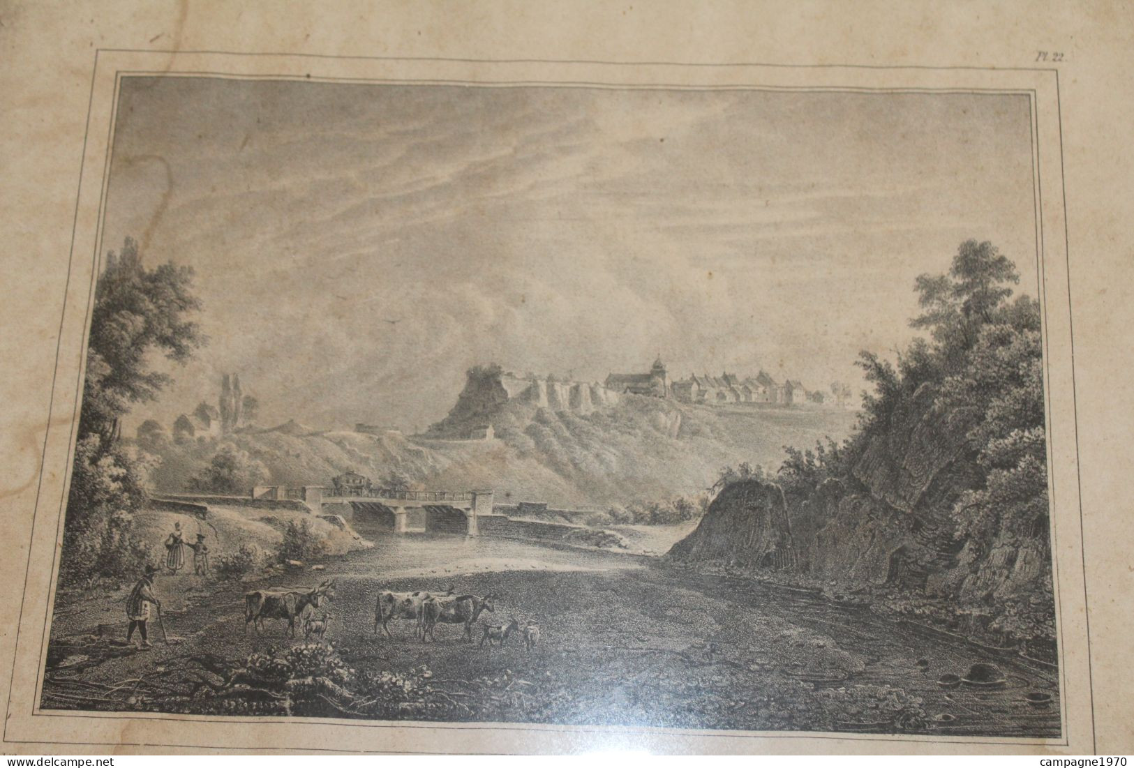 ANCIENNE LITHO XIXEME - LIMBOURG ( VERVIERS ) - VUE DE LA VILLE - Lithografieën