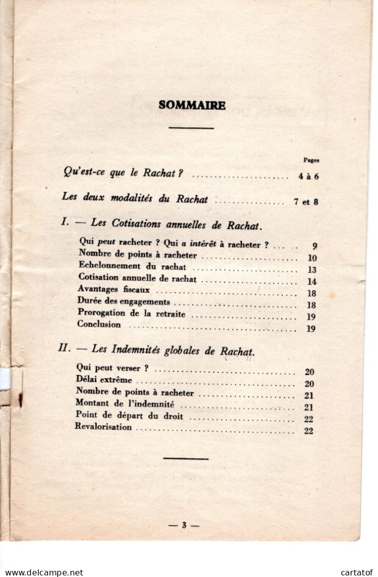 LE RACHAT DE COTISATION . CAVICA . Assurance Vieillesse Industrie Et Commerce . - Ohne Zuordnung