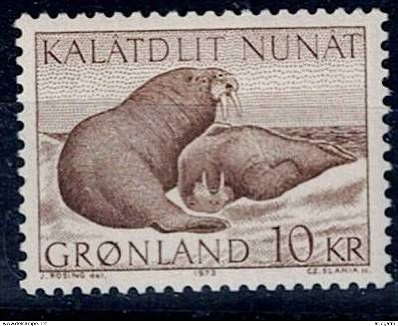 GREENLAND 1973 GREENLAND'S ANIMALS WIDE  MI No 83 MNH VF!! - Unused Stamps