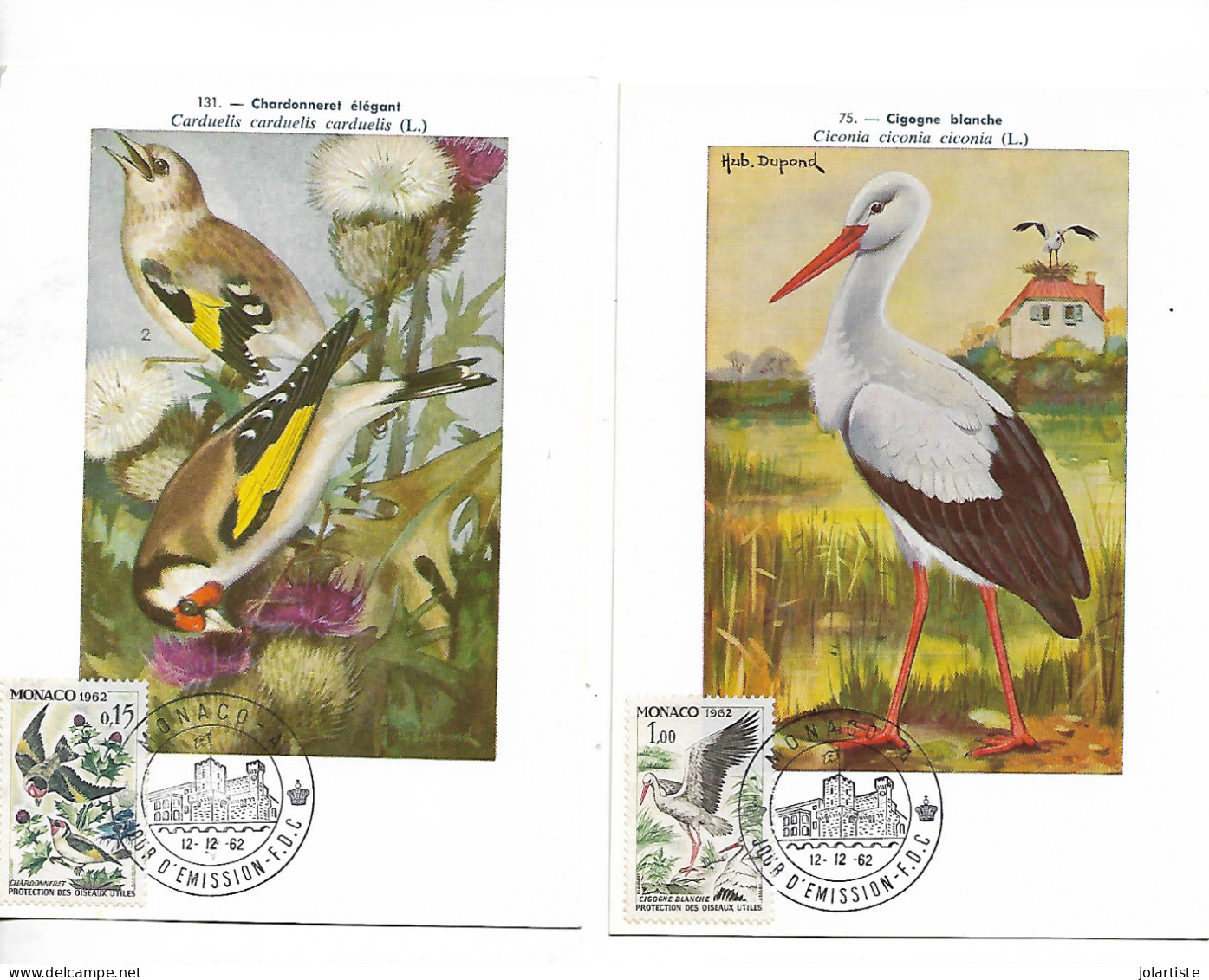 Lot Monaco Carte Maximum 131 Chardonner Et 75 Cigogne N0173 - Maximumkarten (MC)