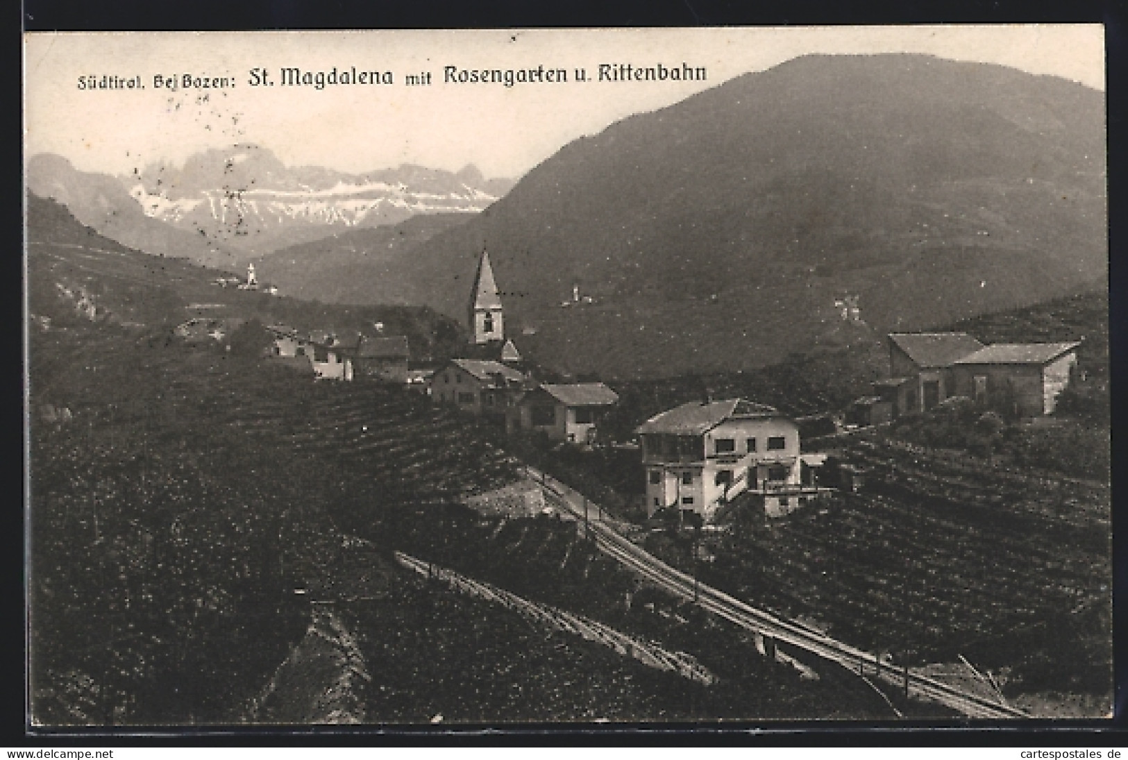 Cartolina St. Magdalena, Teilansicht Mit Rosengarten Und Rittenbahn  - Autres & Non Classés