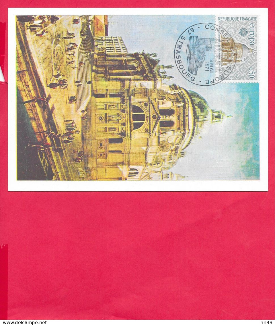 Carte Premier Jour 1971,EUROPA, Basilique De La Salute De Venise, Dos Vierge, Carte Maximum - 1970-1979
