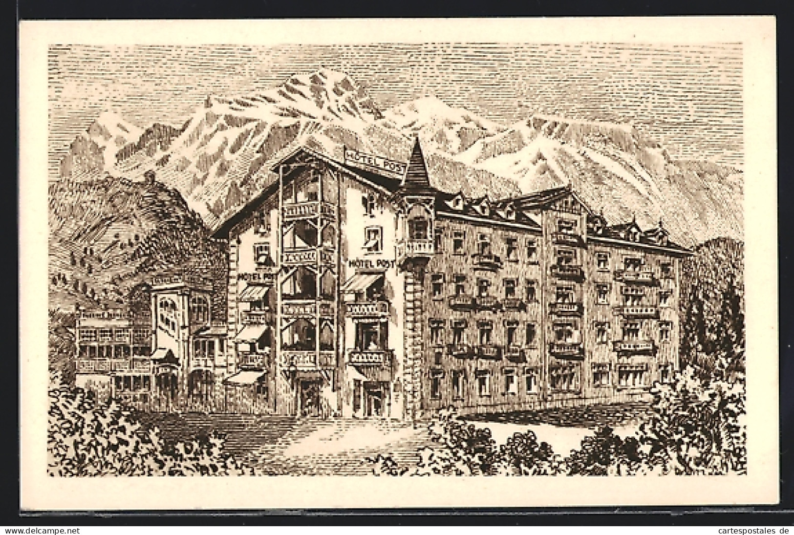 Cartolina Cortina D'Ampezzo, Hotel De La Poste  - Autres & Non Classés