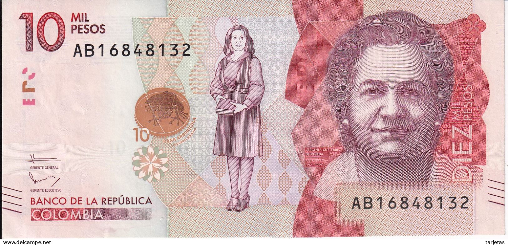 BILLETE DE COLOMBIA DE 10000 PESOS DEL AÑO 2015 EN CALIDAD EBC (XF) (BANK NOTE) - Colombia