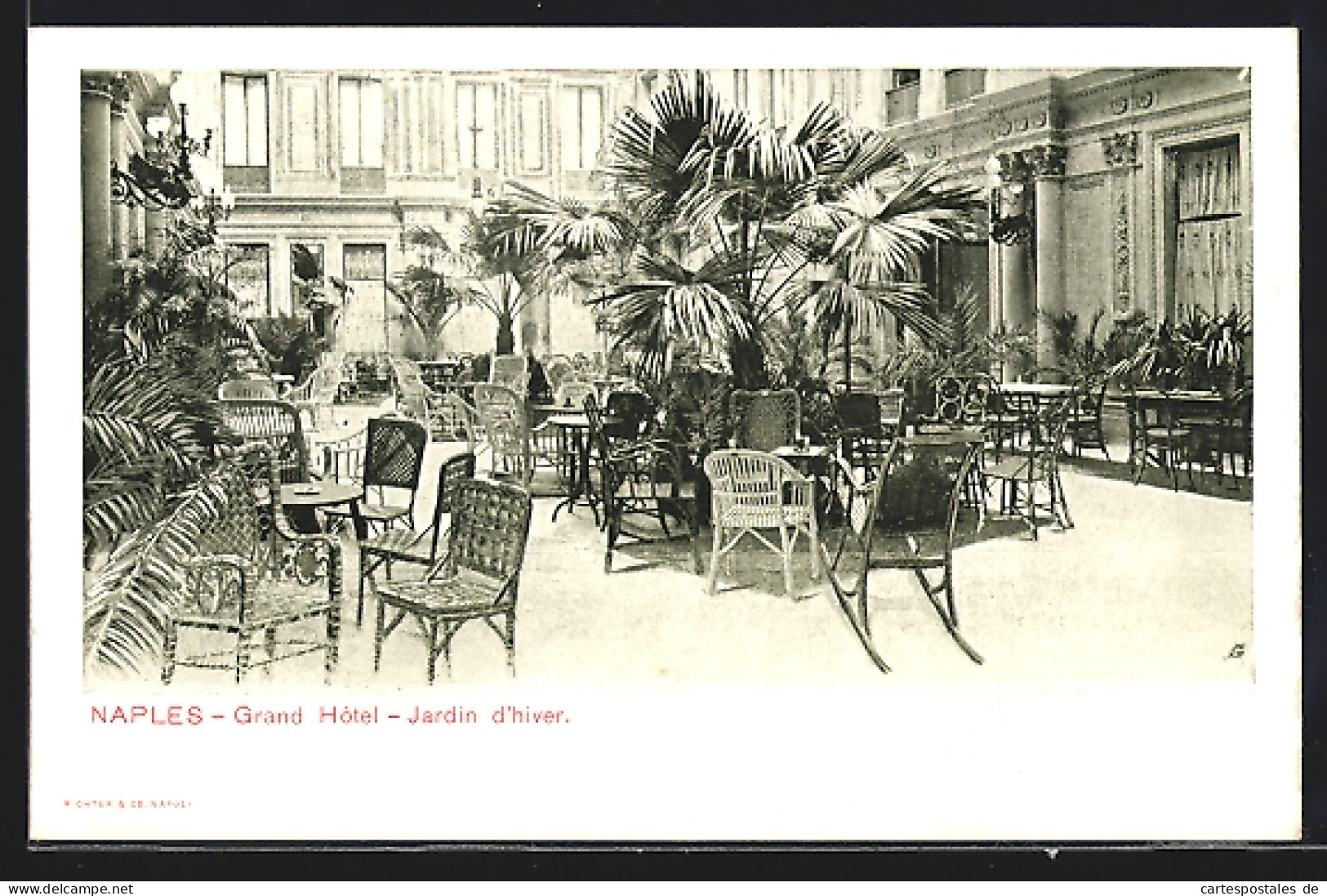 Cartolina Naples, Grand Hotel, Jardin D`hiver  - Andere & Zonder Classificatie