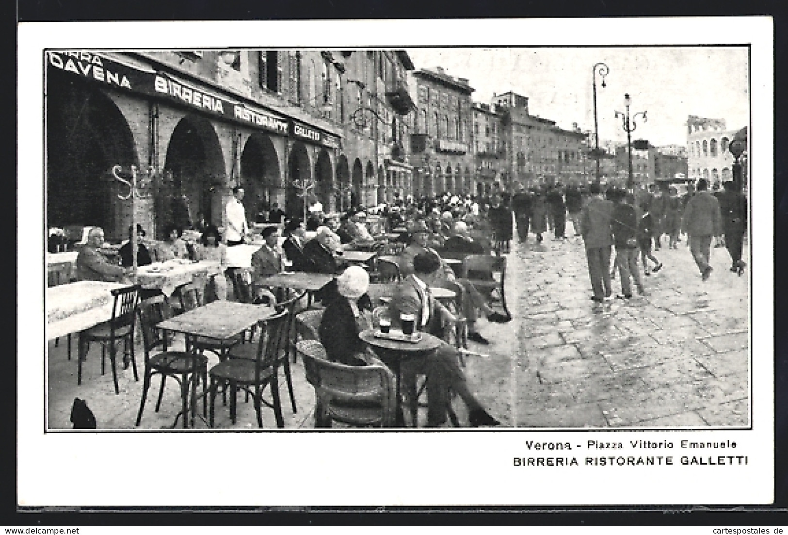 Cartolina Verona, Ristorante Galletti, Piazza Vittorio Emanuele  - Verona