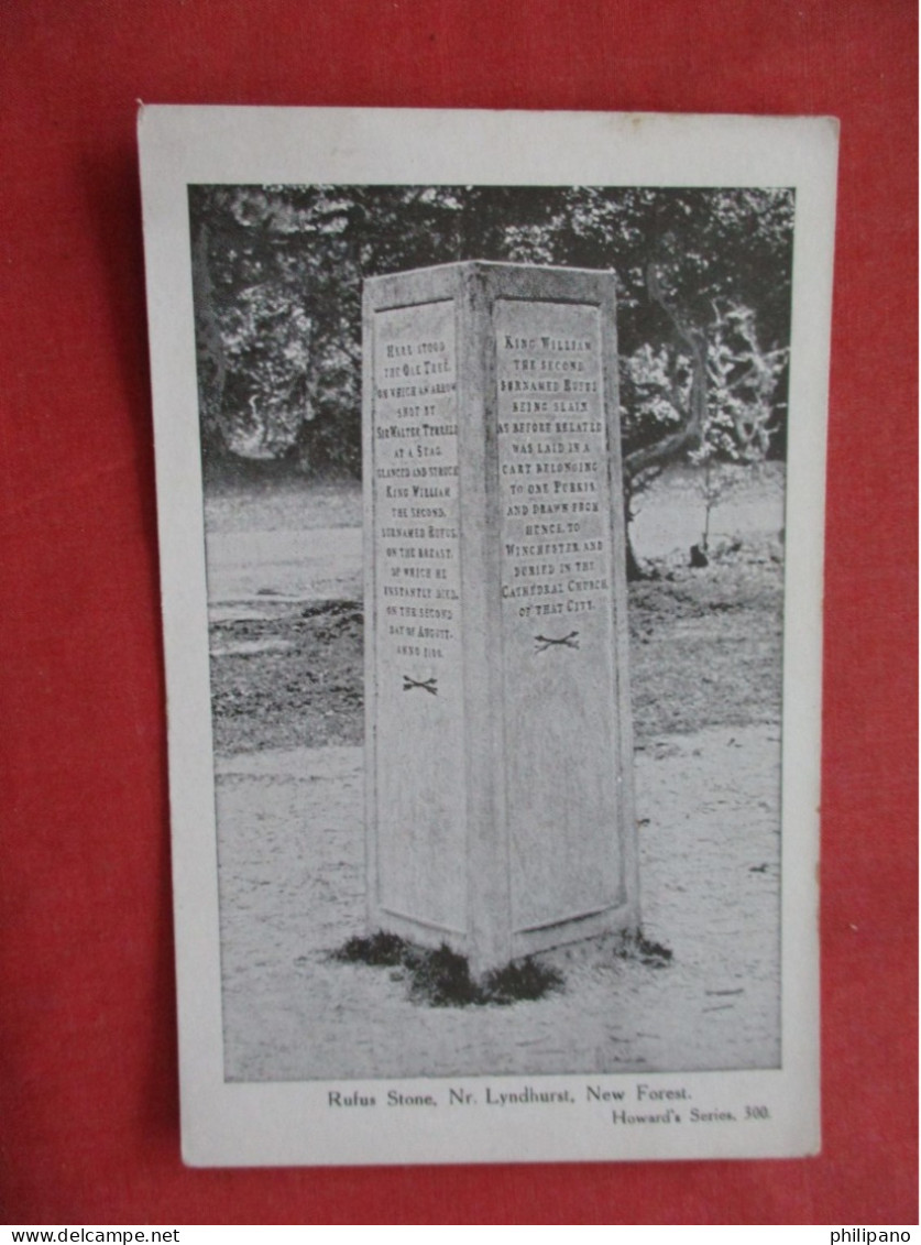 Rufus Stone, Near Lyndhurst, Ringwood Etc, New Forest.  England > Hampshire    Ref 6396 - Altri & Non Classificati