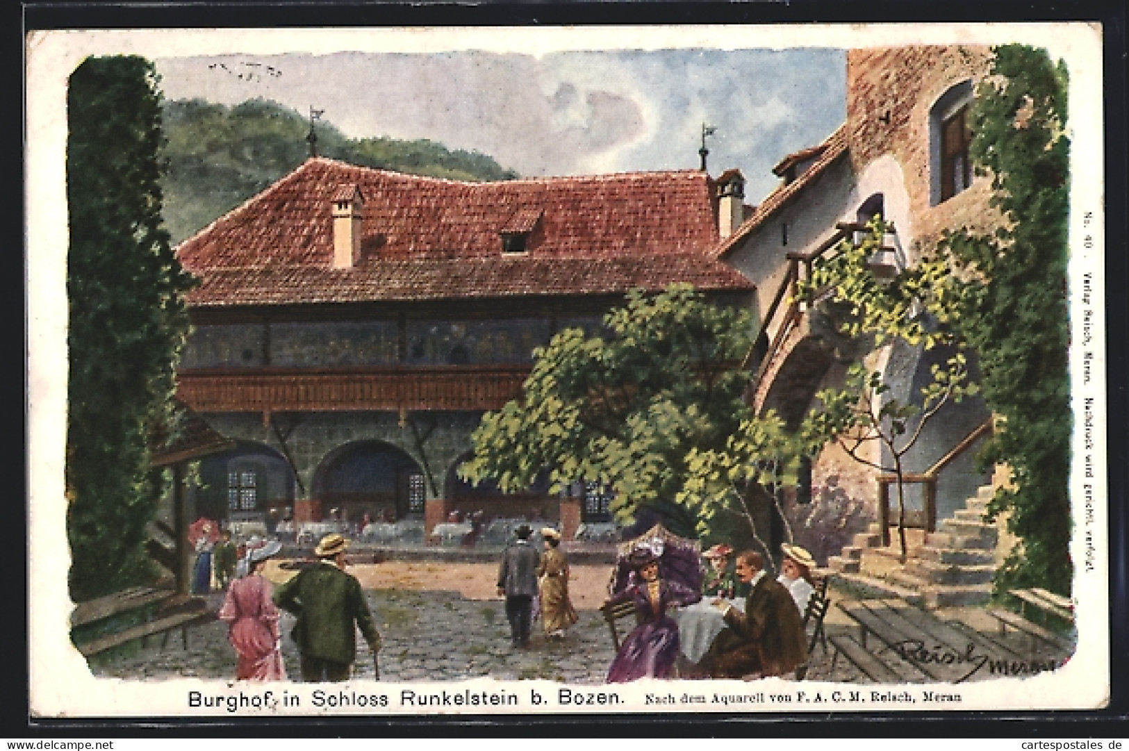 Künstler-AK F.A.C.M. Reisch: Burghof In Schloss Runkelstein B. Bozen  - Other & Unclassified