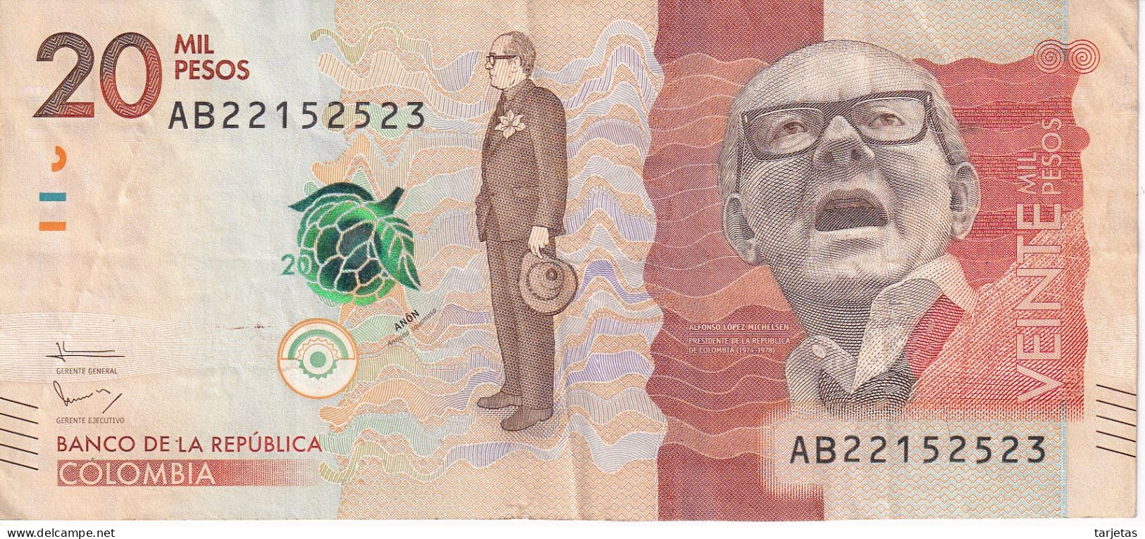 BILLETE DE COLOMBIA DE 20000 PESOS DEL AÑO 2015 EN CALIDAD EBC (XF) (BANK NOTE) - Colombie