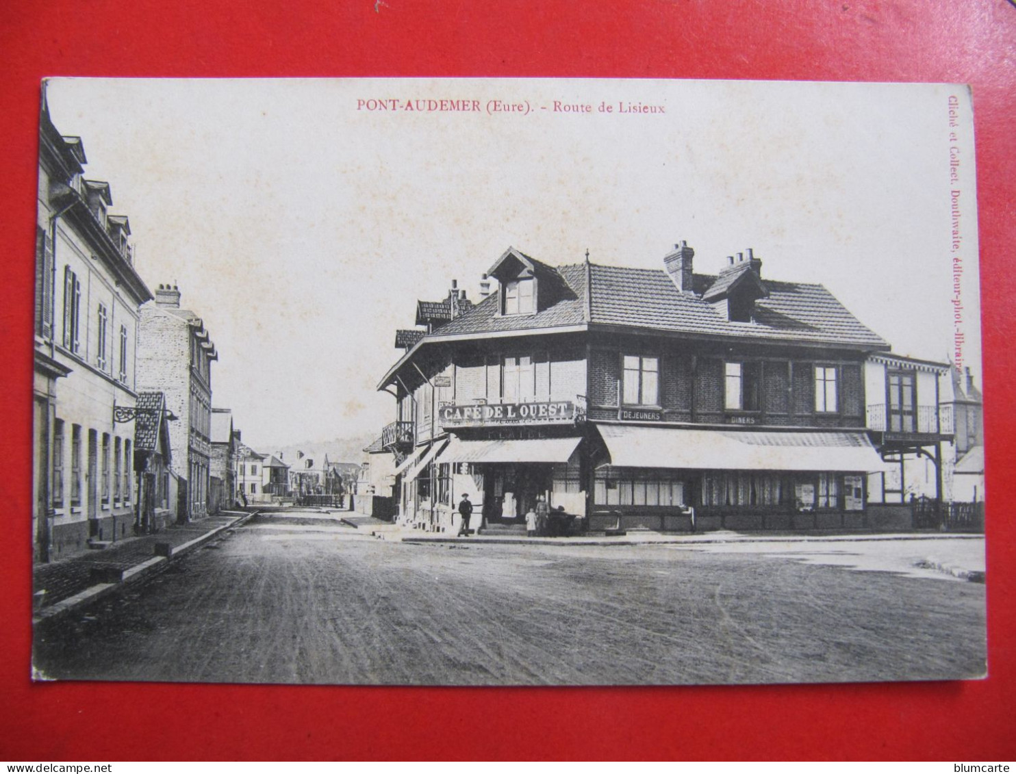 CPA - PONT AUDEMER - ROUTE DE LISIEUX - CAFE DE L'OUEST - Pont Audemer