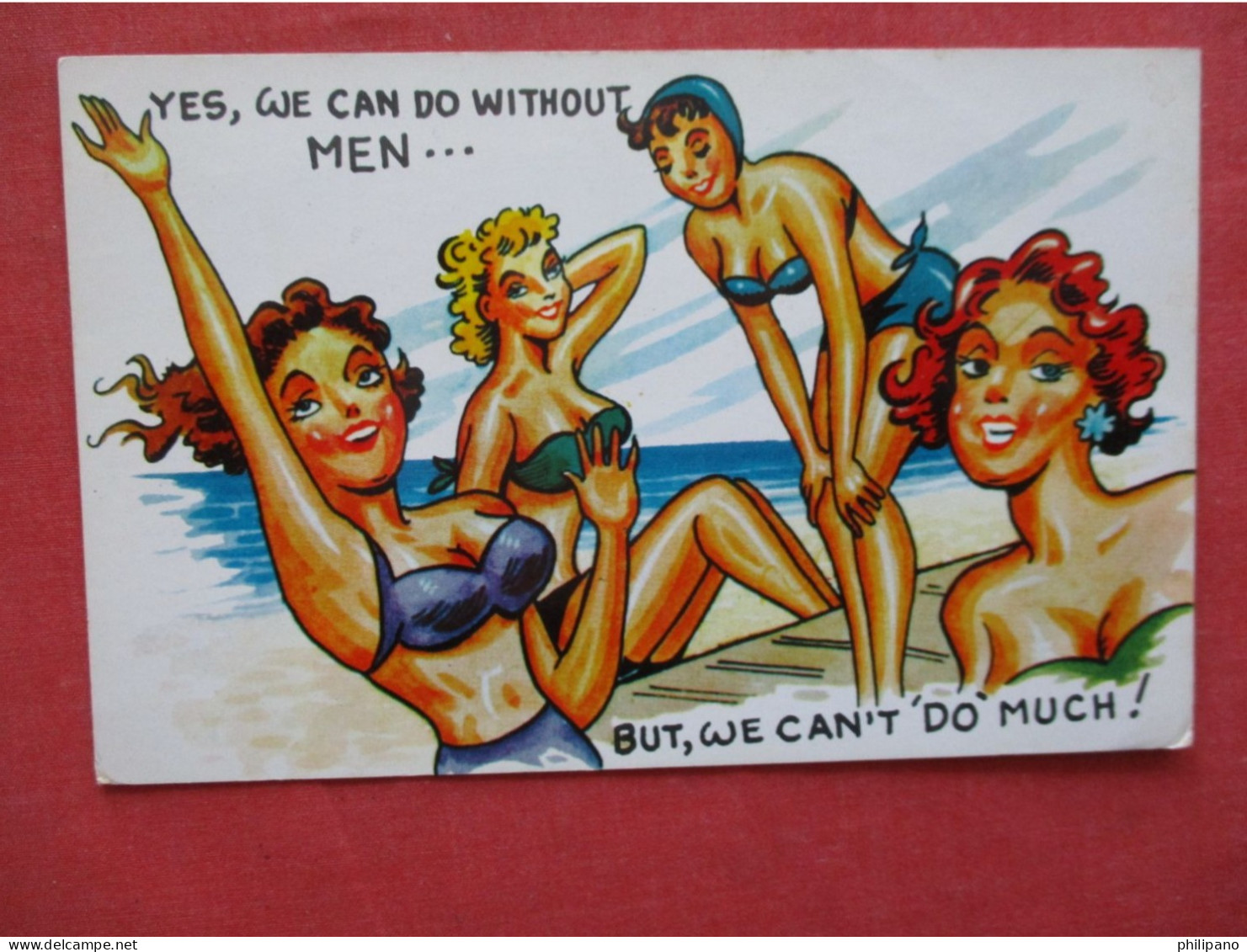 Humor. Girls In Bathing Suits.  We Can Do Without Men   Ref 6396 - Humour