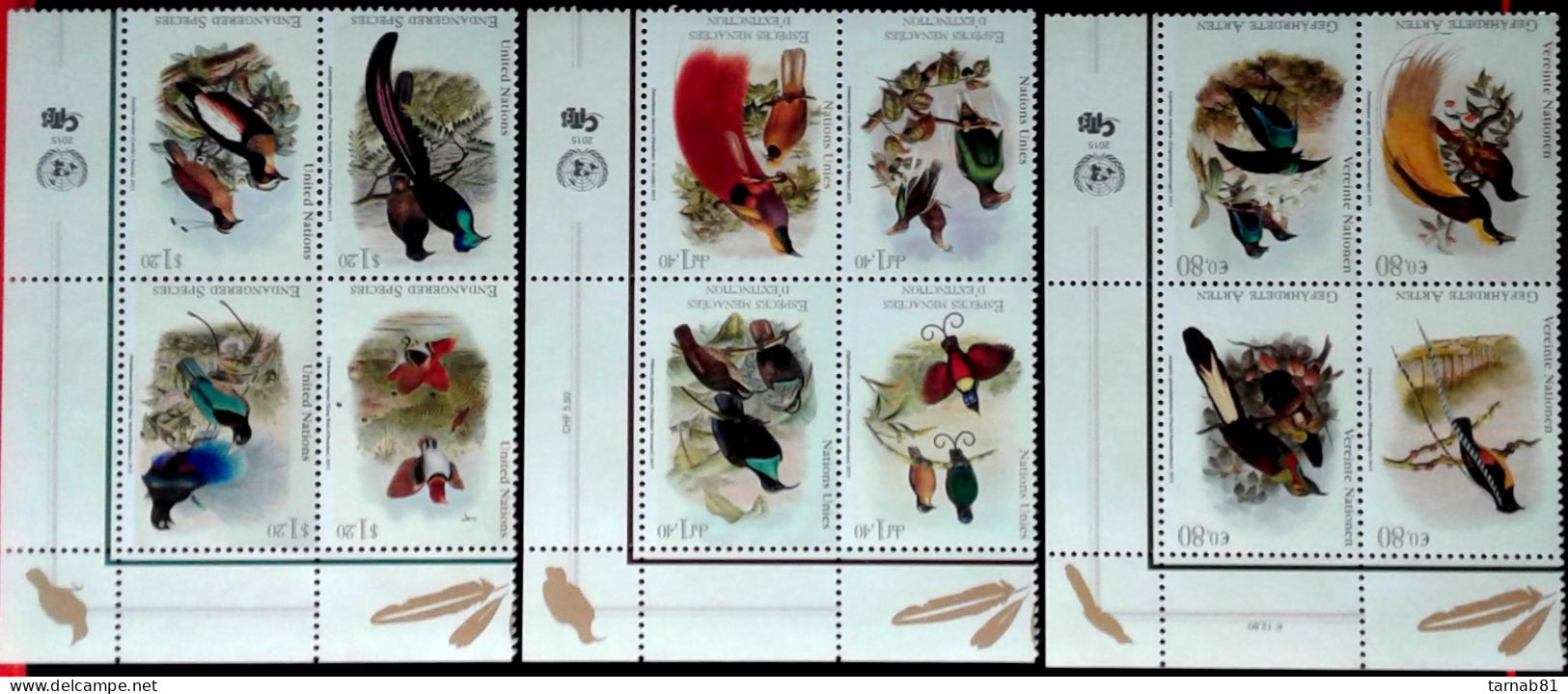 ONU Nations Unies ** Espèces Menacées NY GE Vi 2015 Prix Coûtant - Unused Stamps