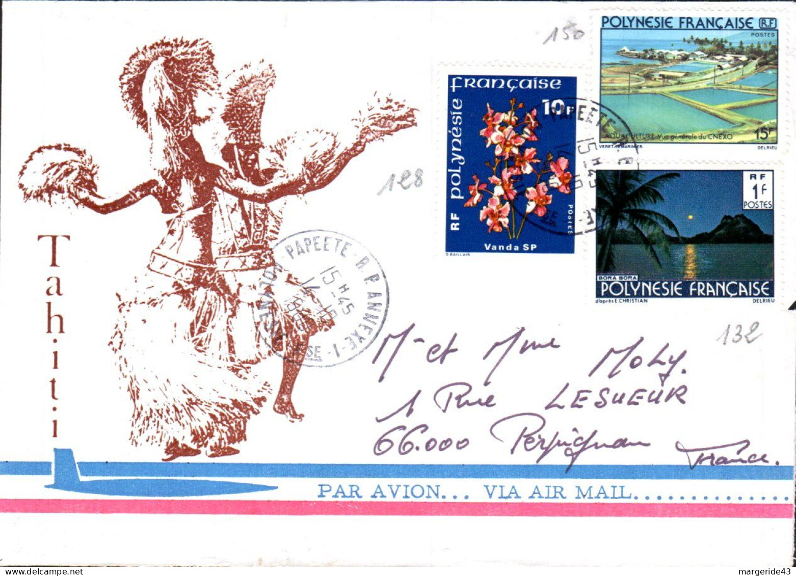 POLYNESIE AFFRANCHISSEMENT COMPOSE SUR LETTRE POUR LA FRANCE 1980 - Lettres & Documents