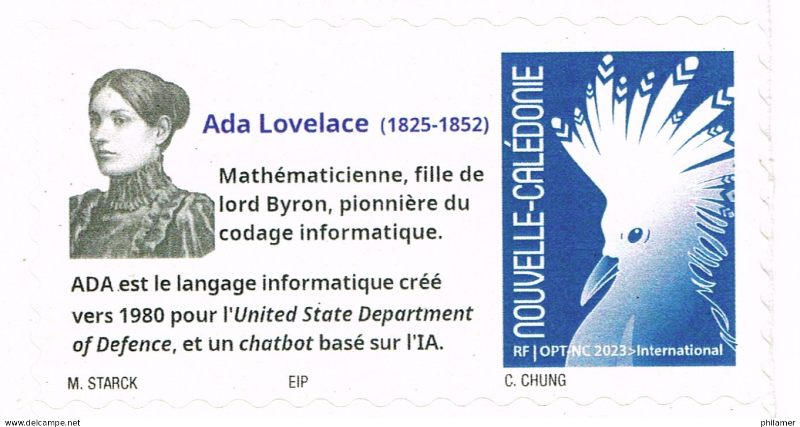 Nouvelle Caledonie New Caledonia Timbre Personnalise Timbre A Moi  Prive M. Stark Ada Lovelace Mathematiques Byron - Unused Stamps