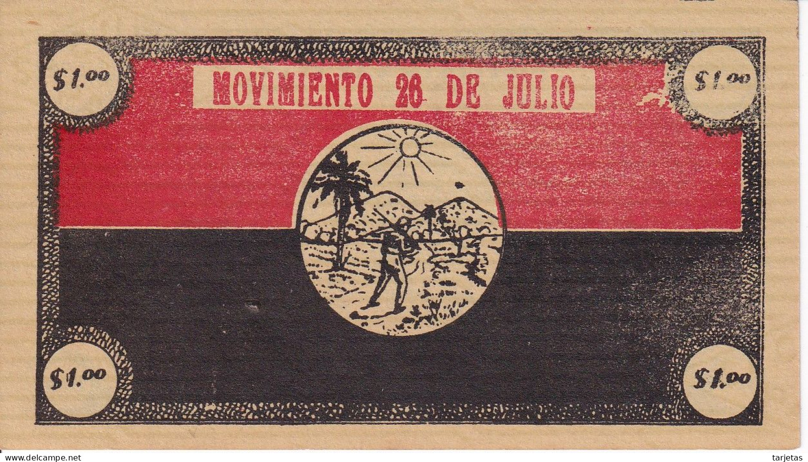 BILLETE DE CUBA DE 1 PESO DEL MOVIMIENTO 26 DE JULIO - 1ª SERIE SIN CIRCULAR (UNC) (BANKNOTE) - Cuba