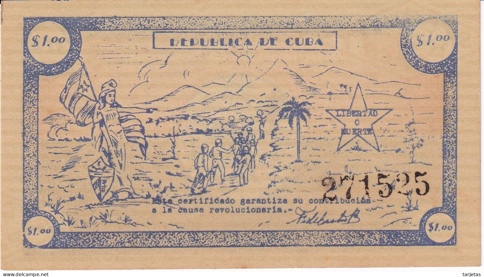 BILLETE DE CUBA DE 1 PESO DEL MOVIMIENTO 26 DE JULIO - 1ª SERIE SIN CIRCULAR (UNC) (BANKNOTE) - Kuba