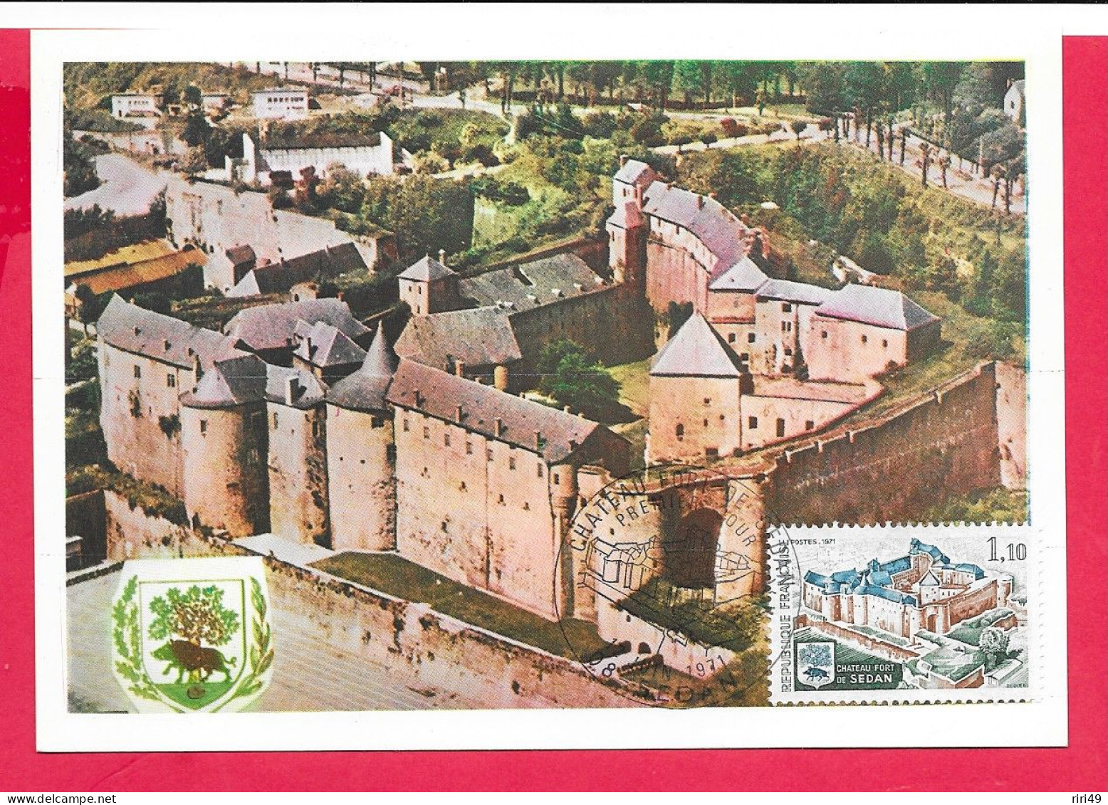 Carte Premier Jour 1971, SEDAN ARDENNES, UNE VUE DU CHATEAU FORT, Dos Vierge, Carte Maximum - 1970-1979