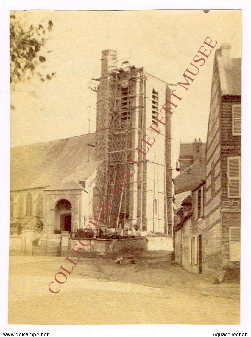 AULT - ONIVAL (80). 2 Rares Photographies Sépia : L'église Saint Pierre. Vers 1890-1900 - Ault