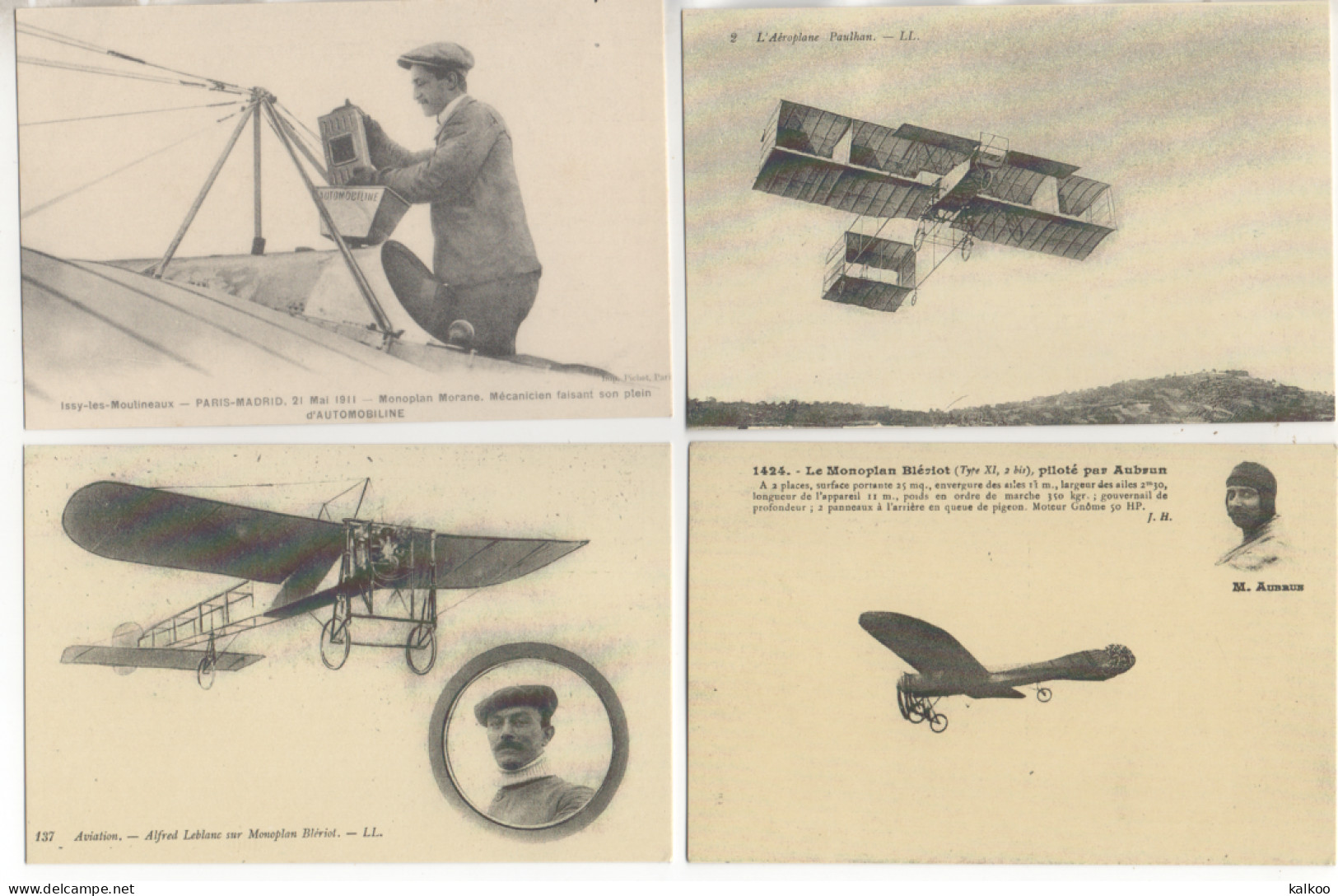 LOT De 4 Cartes Postale ( Theme - Aviation //  Réedition ) - 5 - 99 Postkaarten