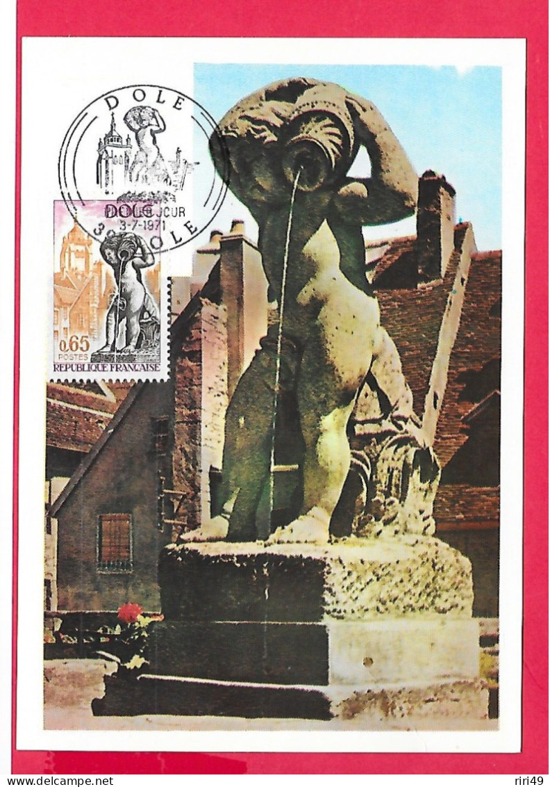 Carte Premier Jour 1971, DOLE, Jura, La Fontaine De L'Enfant, Dos Vierge, Carte Maximum - 1970-1979
