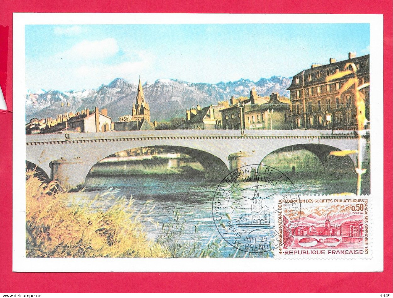 Carte Premier Jour 1971,GRENOBLE Pont Marius Gontard, Dos Vierge, Carte Maximum - 1970-1979