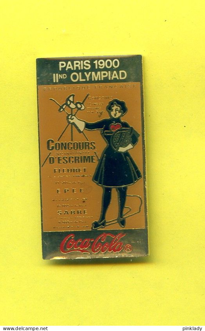 Rare Pins Coca Cola Escrime Jeux Olympiques Paris 1900 Ab615 - Schermen