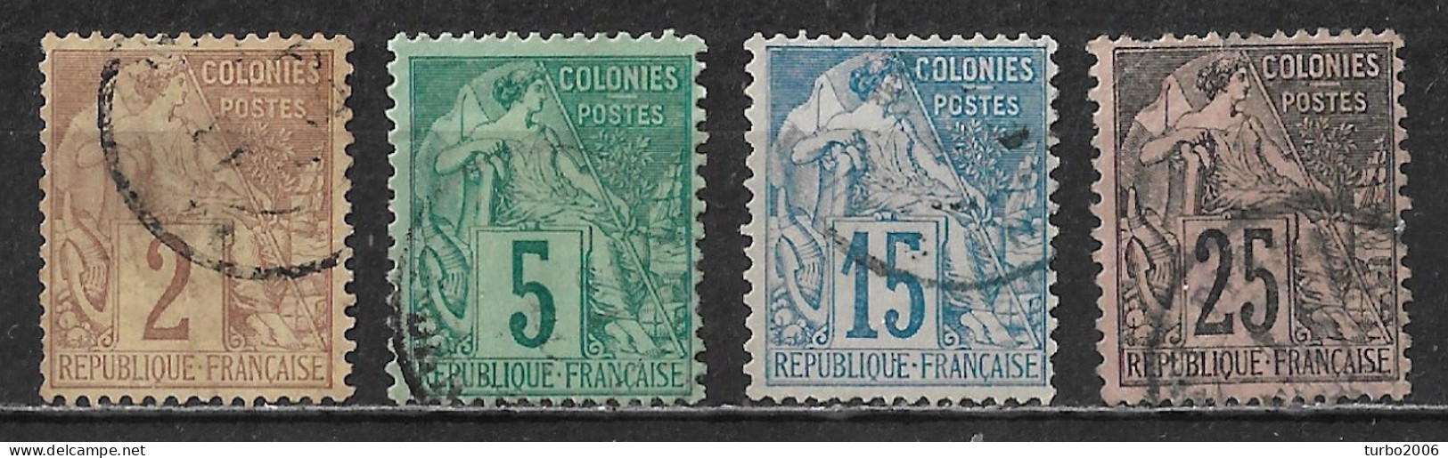 France 1881 Colonies Francaise Alphée Dubois 4 Values 2-5-15-25 Centimes Yvert 47-49-51-54 As Shown On 2 Scans - Alphee Dubois