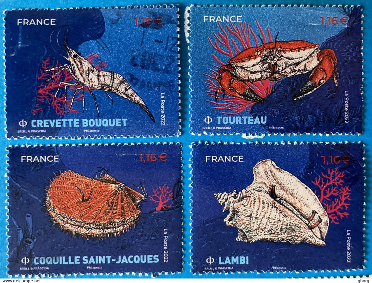 France 2022 : Série "Nature", Faune, Crustacés N° 5556 à 5559 Oblitéré - Gebraucht