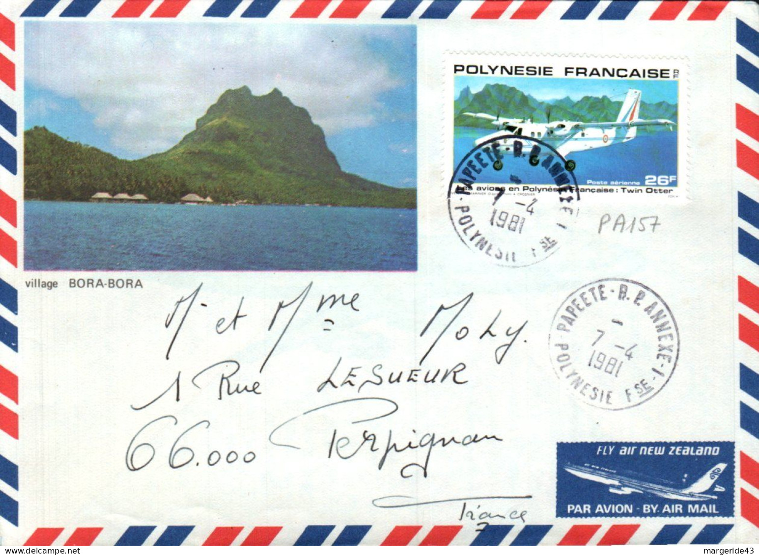 POLYNESIE SEUL SUR LETTRE POUR LA FRANCE 1981 - Brieven En Documenten