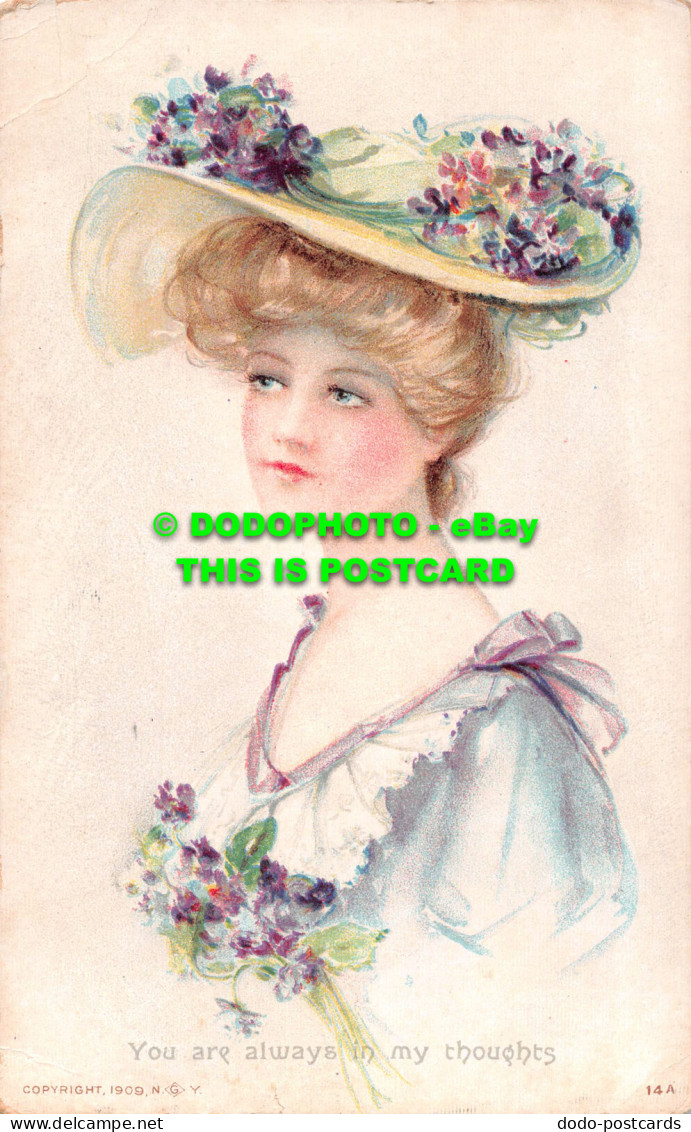 R548004 You Are Always In My Thoughts. 1909. N. Y. 14A. Woman. Hat. Bamforth. 19 - Monde