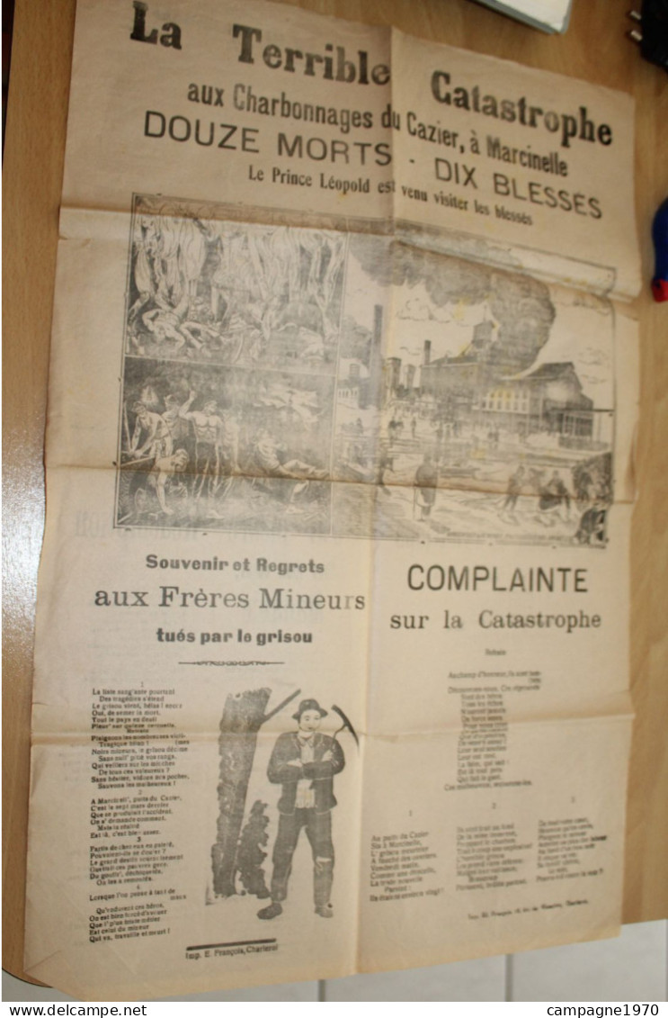 ANCIENNE AFFICHE - CATASTROPHE DE MARCINELLE - CHARBONNAGE DU CAZIER - MARS 1930 - Manifesti