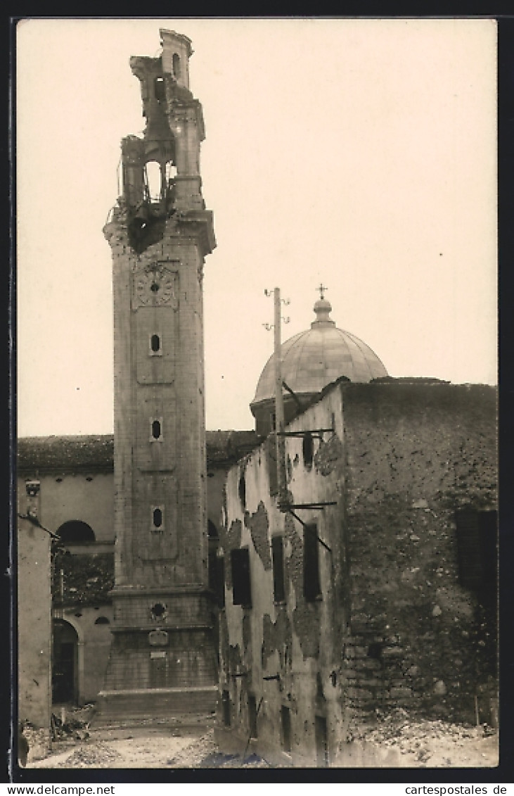 Cartolina Asiago, Zerstörter Uhrturm Um 1917  - Sonstige & Ohne Zuordnung