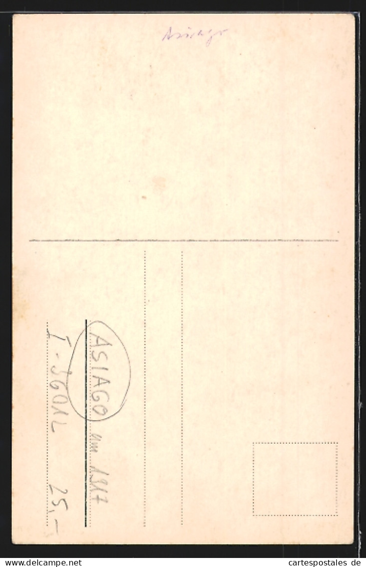 Cartolina Asiago, Zerstörter Uhrturm Um 1917  - Sonstige & Ohne Zuordnung