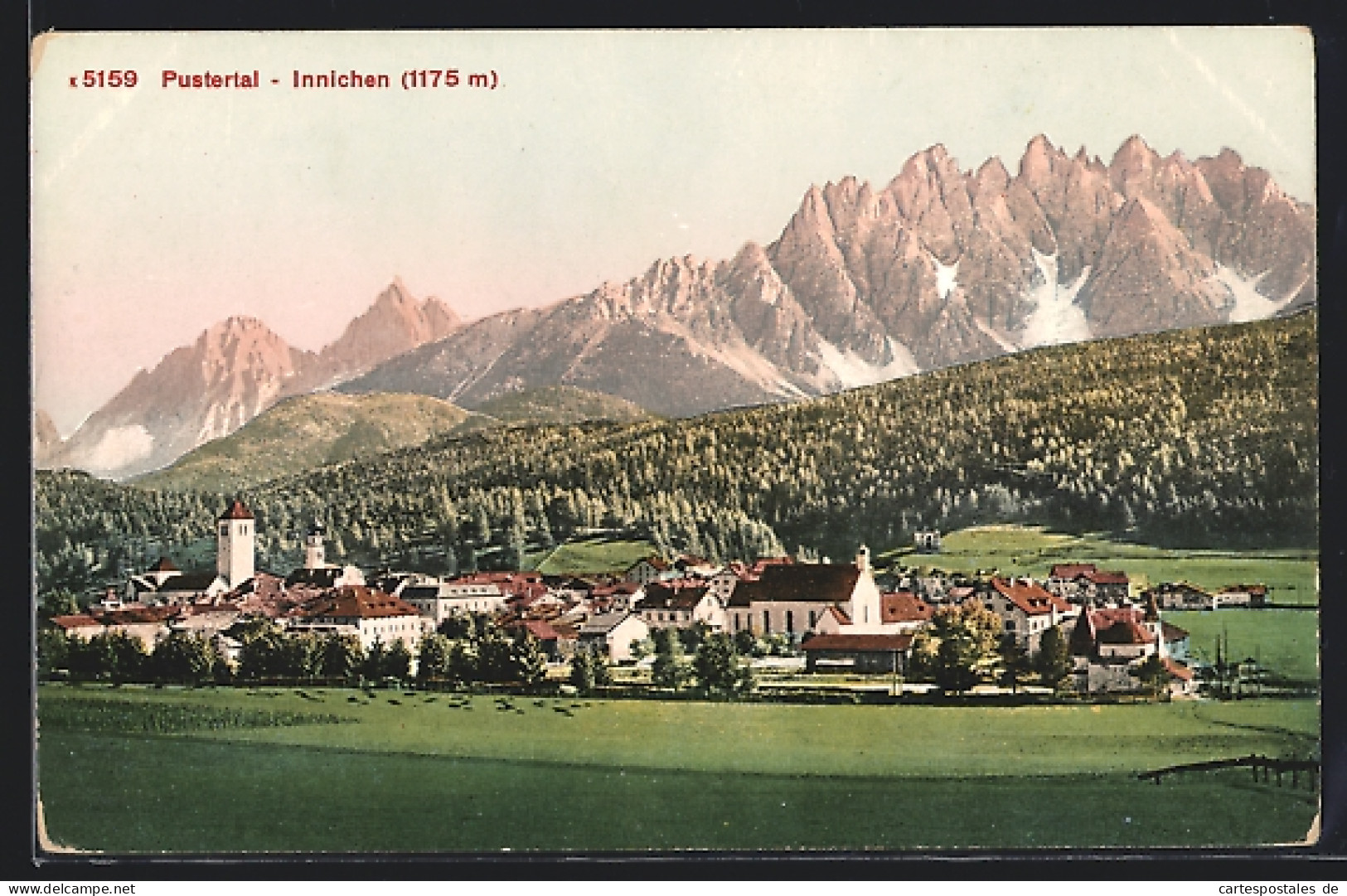 Cartolina Innichen /Pustertal, Gesamtansicht Mit Dolomitenkette  - Sonstige & Ohne Zuordnung