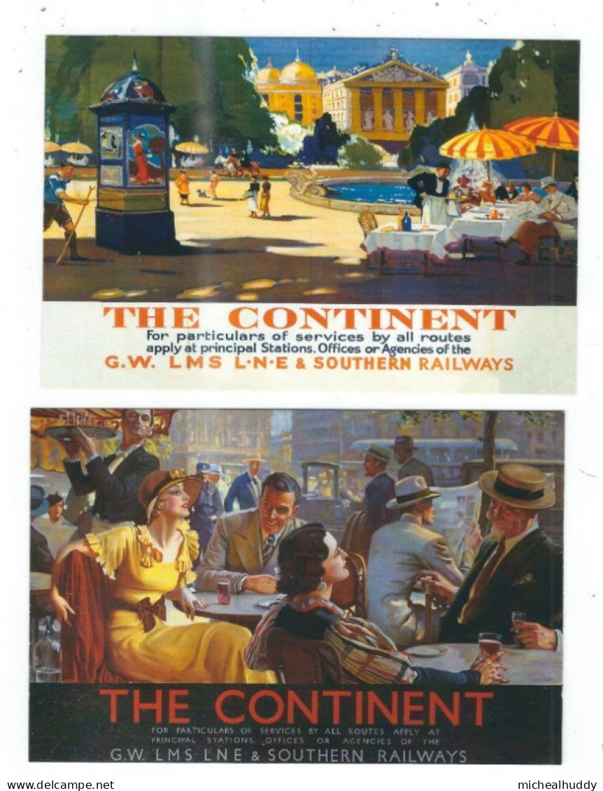 2 POSTCARDS UK RAIL ADVERTISING  THE CONTINENT - Materiale