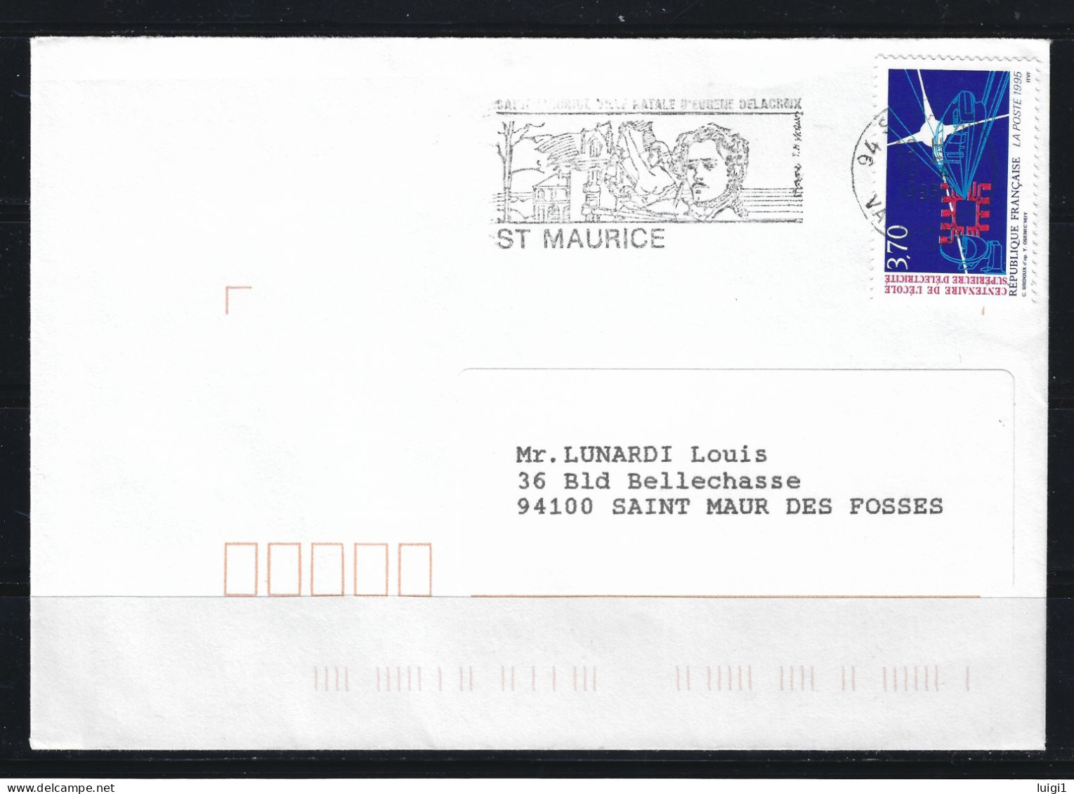 FRANCE 1995- Y&T N° 2937 . 3 F.70 Bleu Et Rouge , Sur Lettre. Oblitération Du 10-4-95. 94 ST MAURICE .Val De Marne. - Briefe U. Dokumente