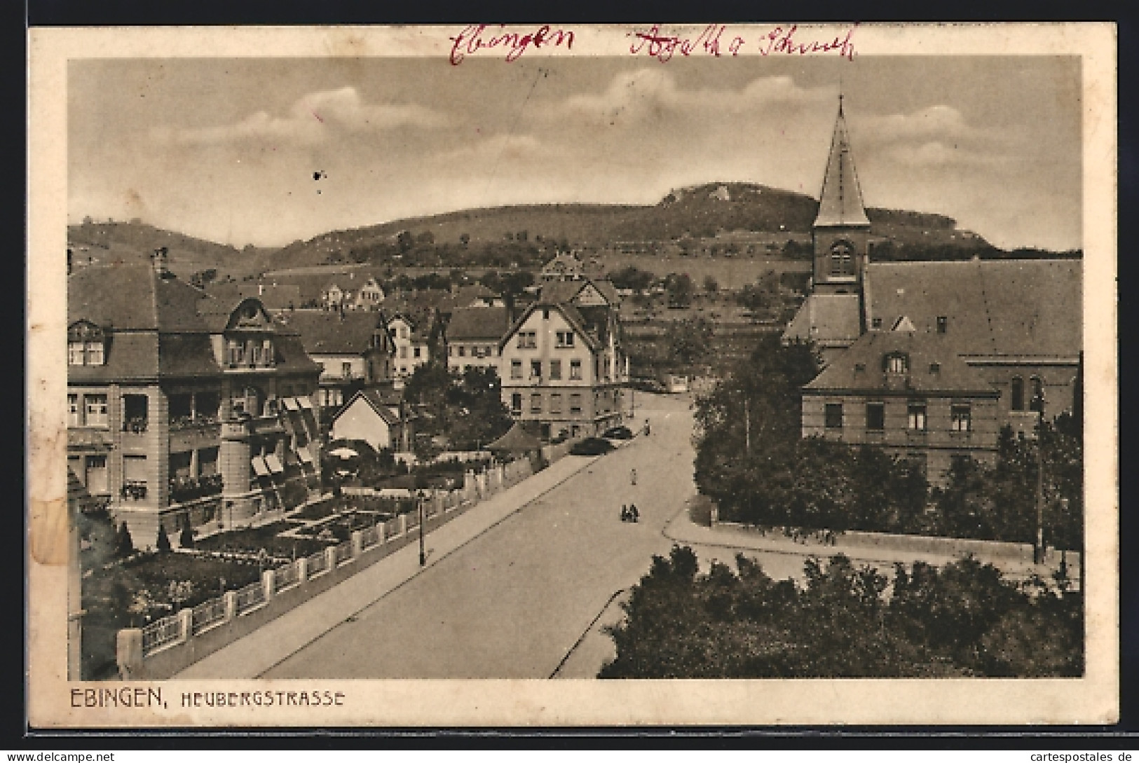 AK Ebingen, Heubergstrasse Mit Kirche  - Autres & Non Classés