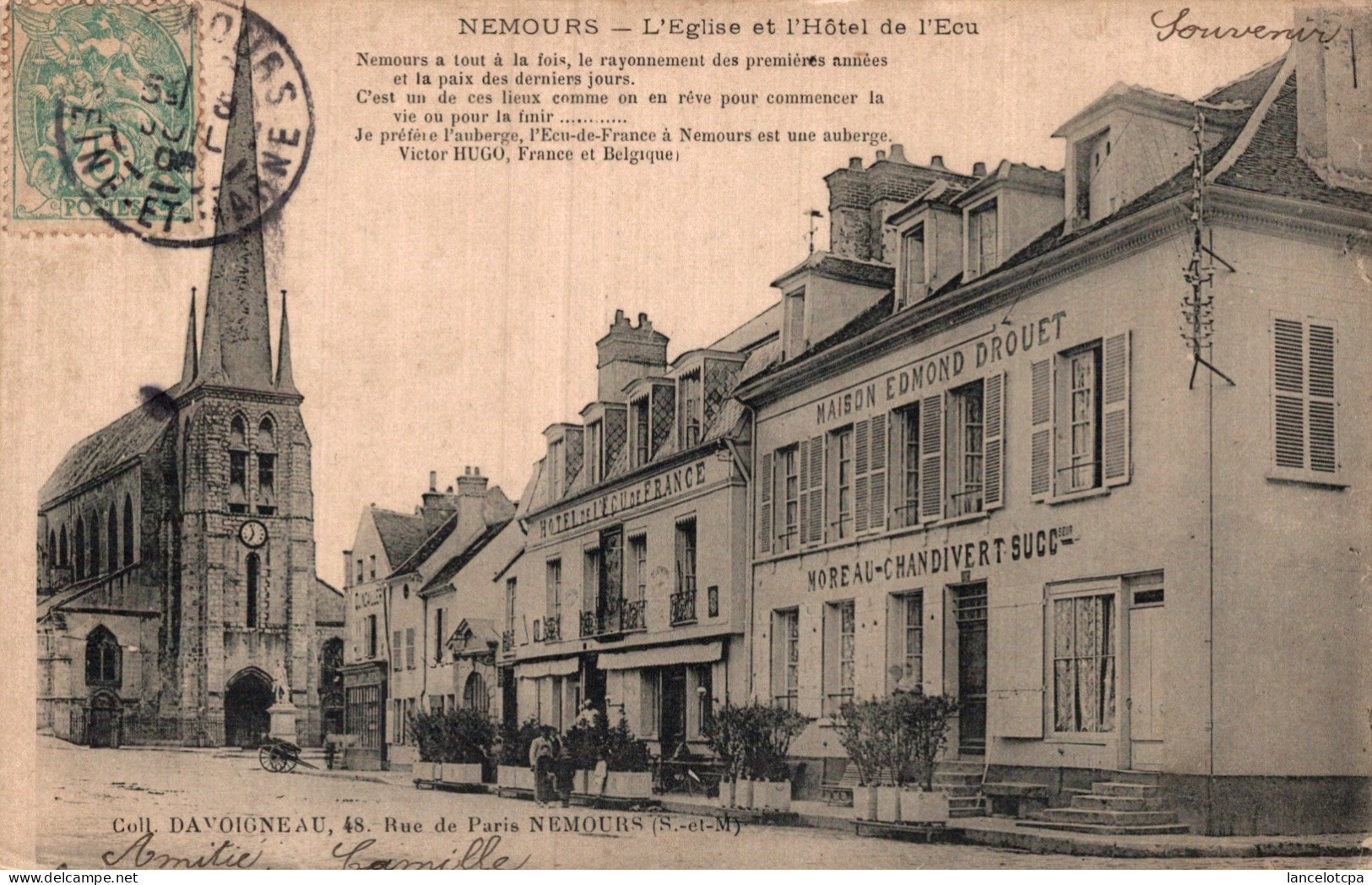 77 - NEMOURS / L'EGLISE ET L'HOTEL DE L'ECU - Nemours