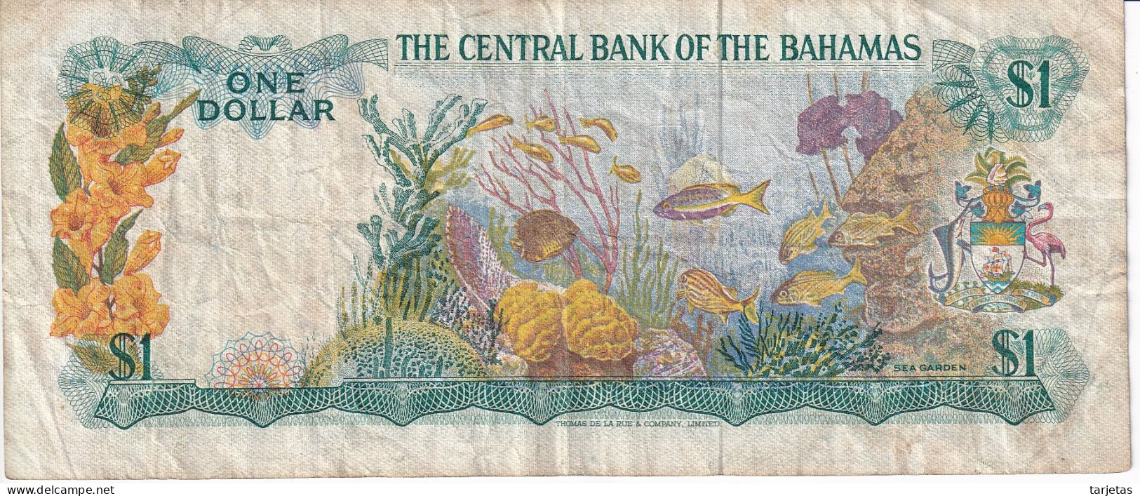 BILLETE DE BAHAMAS DE 1 DOLLAR DEL AÑO 1974  (BANKNOTE) PEZ-FISH - Bahamas