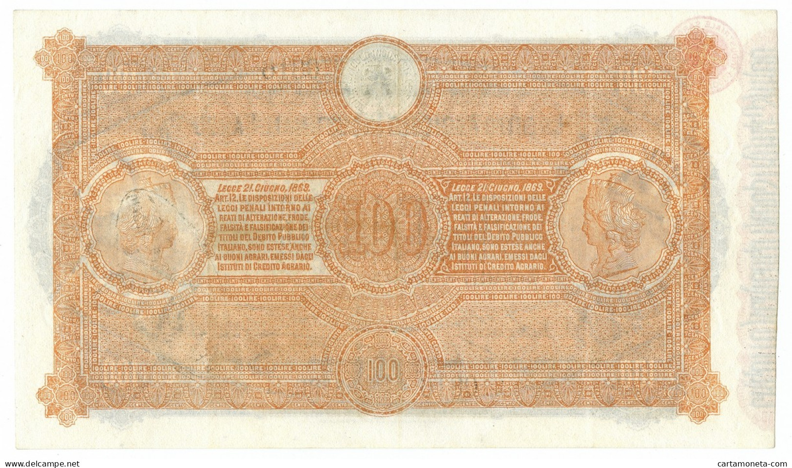 100 LIRE CREDITO AGRICOLO INDUSTRIALE SARDO 01/03/1874 BB/SPL - Otros & Sin Clasificación