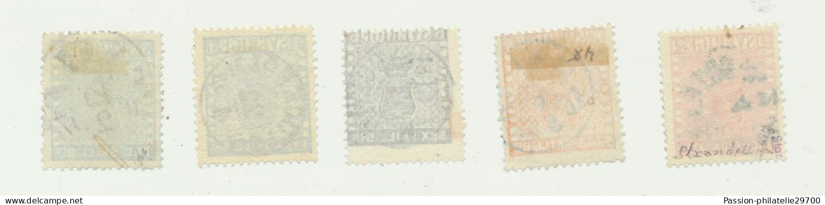 Sweden Sverige Schweden 1855 First 5 Used Stamps With Certificates - Oblitérés
