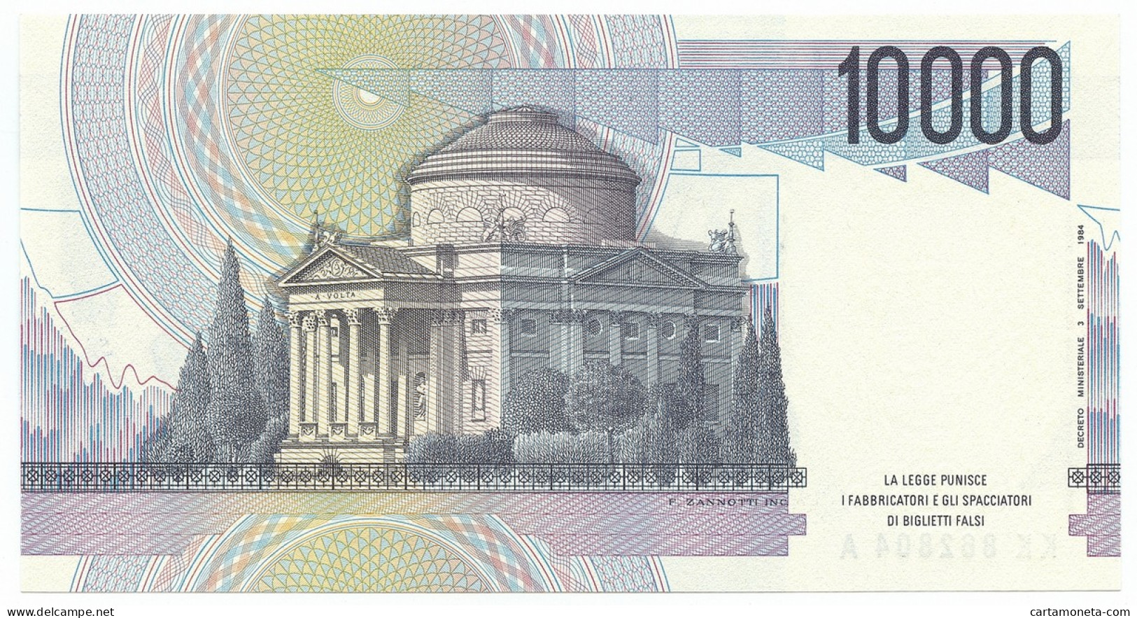 10000 LIRE BANCA D'ITALIA ALESSANDRO VOLTA LETTERA K 19/08/1998 FDS-/FDS - Otros & Sin Clasificación